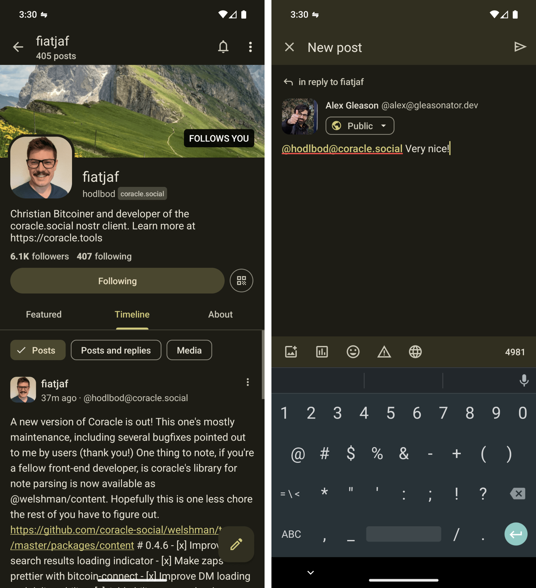 Mastodon Android app showing Ditto